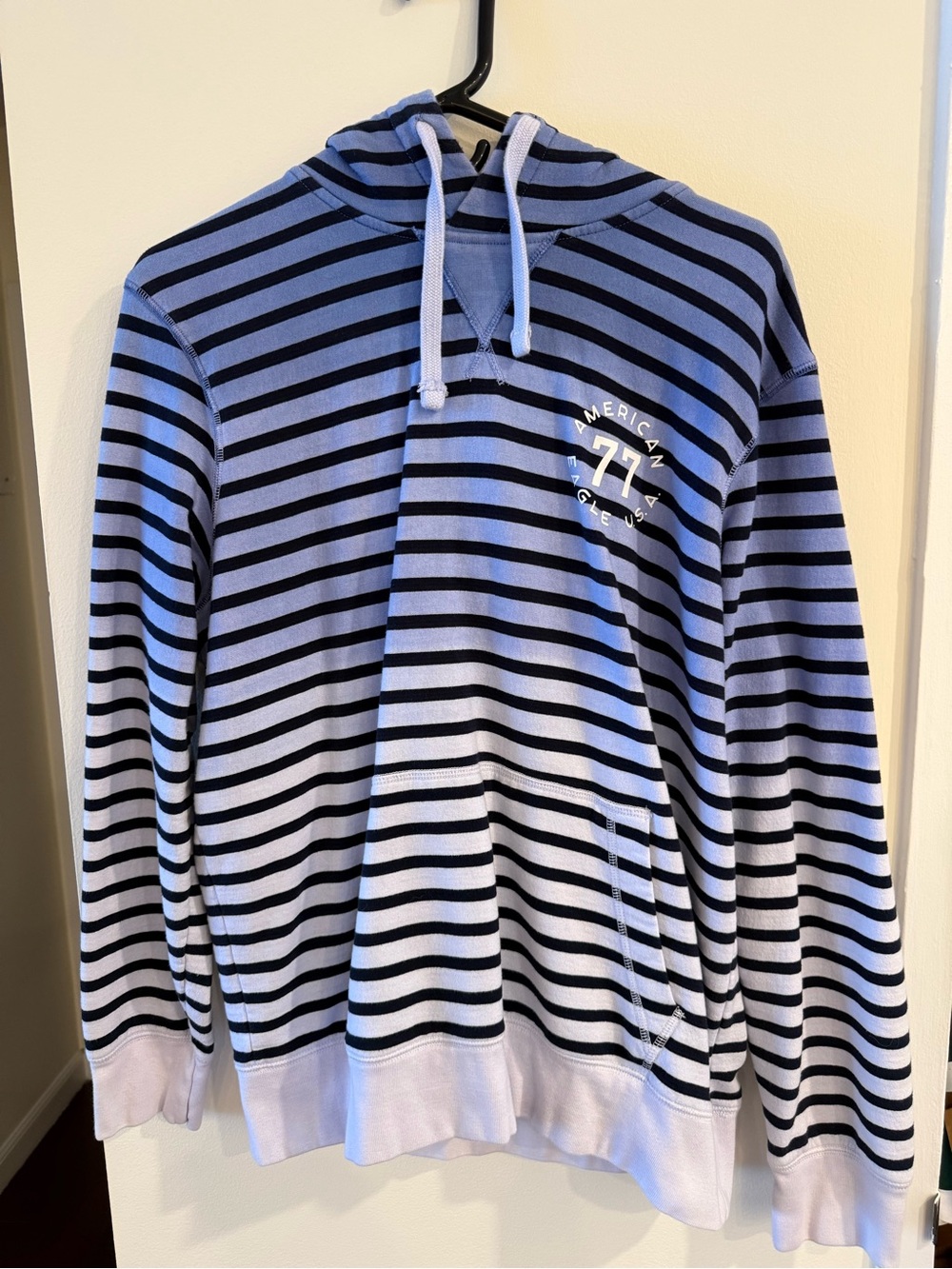 American Eagle Outfitters Blue and Black Striped Hoodie